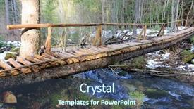 Presentation with forest bridge - PPT theme with wooden bridge in spring forest background and a ocean colored foreground