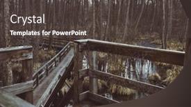  Presentation with forest bridge - Presentation design enhanced with wooden-bridge-in-the-forest background and a dark gray colored foreground