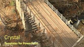  Presentation with forest bridge - PPT theme with wooden bridge in the forest background and a tawny brown colored foreground