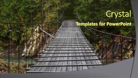  Presentation with bridge - Cool new presentation theme with wooden-bridge-over-a-mountains backdrop and a tawny brown colored foreground