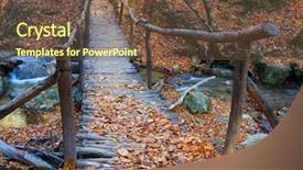  Presentation with forest bridge - Cool new presentation theme with wooden bridge over brook backdrop and a tawny brown colored foreground
