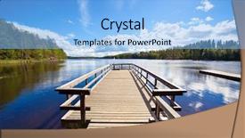  Presentation with wood bridge - Theme having wooden bridge wide angle view background and a  colored foreground