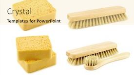  Presentation with sponges - Beautiful presentation theme featuring wooden-brushes-and-some-household backdrop and a blonde colored foreground