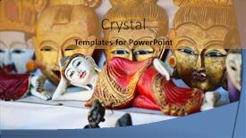  Presentation with buddha - Presentation design featuring wooden-buddha-souvenirs-at-market background and a gold colored foreground