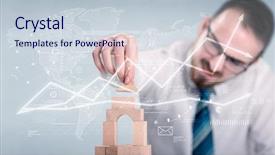  Presentation with wooden building blocks - PPT theme with wooden building blocks with data background and a lemonade colored foreground