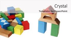  Presentation with wooden building blocks - Amazing slide deck having wooden building blocks with white backdrop and a white colored foreground