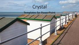  Presentation with south beach - Slides consisting of row of white wooden cabins background and a light blue colored foreground