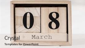  Presentation with eight - Colorful PPT layouts enhanced with wooden calendar that shows march backdrop and a lemonade colored foreground