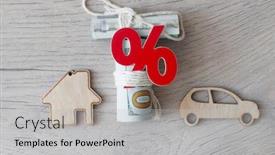  Presentation with real estate tax - Audience pleasing slides consisting of wooden-car-and-house-model backdrop and a light gray colored foreground