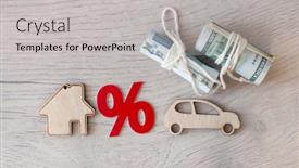 Presentation with real estate tax - Theme featuring wooden-car-and-house-model background and a light gray colored foreground