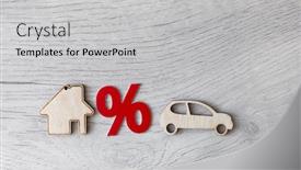  Presentation with real estate tax - PPT layouts consisting of wooden-car-and-house-model background and a light gray colored foreground