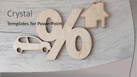  Presentation with real estate tax - PPT theme having wooden-car-and-house-model background and a light gray colored foreground