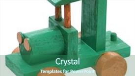  Presentation with old car - PPT theme featuring wooden car toy handmade green background and a ocean colored foreground