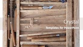  Presentation with tools - Beautiful slides featuring wooden-carpentry-toolbox-with-carving backdrop and a coral colored foreground