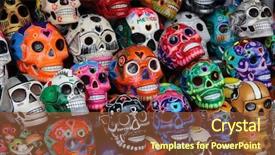  Presentation with craft - Audience pleasing PPT theme consisting of wooden carved mask - mexican craft backdrop and a tawny brown colored foreground