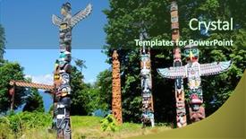  Presentation with vancouver - PPT theme with wooden carved mask - totems in stanley park vancouver background and a tawny brown colored foreground