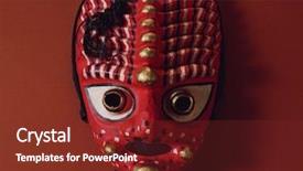  Presentation with play - Presentation theme consisting of wooden carved mask - traditional play background and a  colored foreground