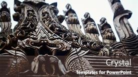  Presentation with monastery - Beautiful presentation design featuring wooden-carvings-of-historic-shwenandaw backdrop and a tawny brown colored foreground