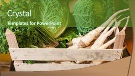  Presentation with cabbage - Theme featuring wooden case with cabbage and parsley on a table background and a tawny brown colored foreground