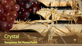 Presentation with case - Presentation design featuring wooden-case-with-wine-bottles background and a tawny brown colored foreground