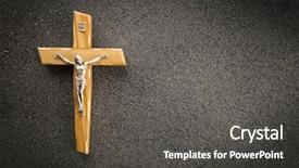  Presentation with catholic - Colorful PPT theme enhanced with wooden catholic cross selective focus backdrop and a dark gray colored foreground