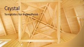  Presentation with rustic wood wooden frame - Slide deck consisting of wooden ceiling with exposed beams background and a yellow colored foreground