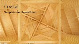  Presentation with wooden - Presentation theme enhanced with wooden ceiling with exposed beams background and a yellow colored foreground