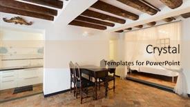  Presentation with interior design of classic white - Presentation theme with wooden chair - beautiful apartment classic interior terracotta background and a lemonade colored foreground