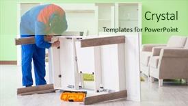  Presentation with broken home - PPT layouts enhanced with wooden chair - repair contractor repairing broken furniture background and a soft green colored foreground