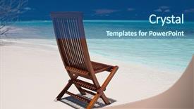 Presentation with teal beach wood - Audience pleasing PPT theme consisting of wooden chair at a beautiful backdrop and a  colored foreground