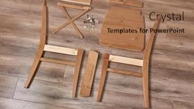  Presentation with assembling wooden furniture furniture - PPT theme having wooden-chair-ready background and a coral colored foreground