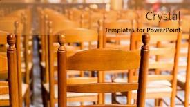  Presentation with old church building - Theme consisting of wooden-chairs-in-hall background and a yellow colored foreground