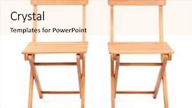  Presentation with chairs - Slides consisting of wooden chairs isolated on white background and a  colored foreground