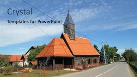  Presentation with wooden - Amazing theme having wooden-chapel-of-saints-fabian backdrop and a light blue colored foreground