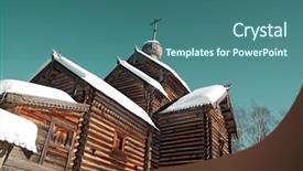  Presentation with catholic 16 chapel - Presentation enhanced with wooden chapel on celestial background background and a ocean colored foreground