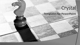  Presentation with horse knight - Colorful presentation theme enhanced with wooden chess knight is standing backdrop and a light gray colored foreground