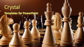  Presentation with chessboard - Slide deck having wooden-chess-pieces background and a tawny brown colored foreground