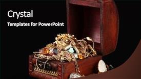 Presentation with jewelry gold - Slide deck consisting of wooden chest full of gold background and a black colored foreground