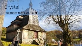  Presentation with church - PPT layouts featuring wooden church prikra slovakia background and a light blue colored foreground