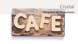  Presentation with white letters - Slides with wooden-coffee-letters-at-signboard background and a light gray colored foreground