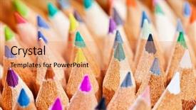  Presentation with color pencils - Cool new slide set with wooden-color-pencils backdrop and a coral colored foreground