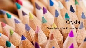  Presentation with color pencils - Presentation theme featuring wooden color pencils background and a coral colored foreground