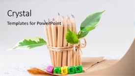  Presentation with color pencils - Cool new slide set with wooden color pencils backdrop and a white colored foreground