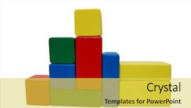  Presentation with wooden building blocks - PPT theme with wooden colourful childrens block background and a yellow colored foreground