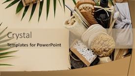  Presentation with pumice - Colorful presentation design enhanced with wooden-comb-bamboo-toothbrushes-reusable backdrop and a coral colored foreground