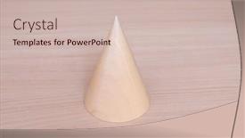  Presentation with geometry - PPT theme consisting of wooden-cone-geometric-model-shape background and a soft green colored foreground