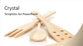  Presentation with cooking utensils - PPT theme consisting of wooden cooking utensils isolated background and a white colored foreground