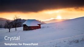  Presentation with fairy tale - Presentation design featuring wooden-cottage-in-a-fairy background and a light blue colored foreground