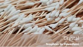  Presentation with cotton - Audience pleasing theme consisting of wooden-cotton-swab-in-pile backdrop and a coral colored foreground