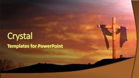 Presentation with jesus - Slide set enhanced with wooden cross against sunrise clouds background and a tawny brown colored foreground